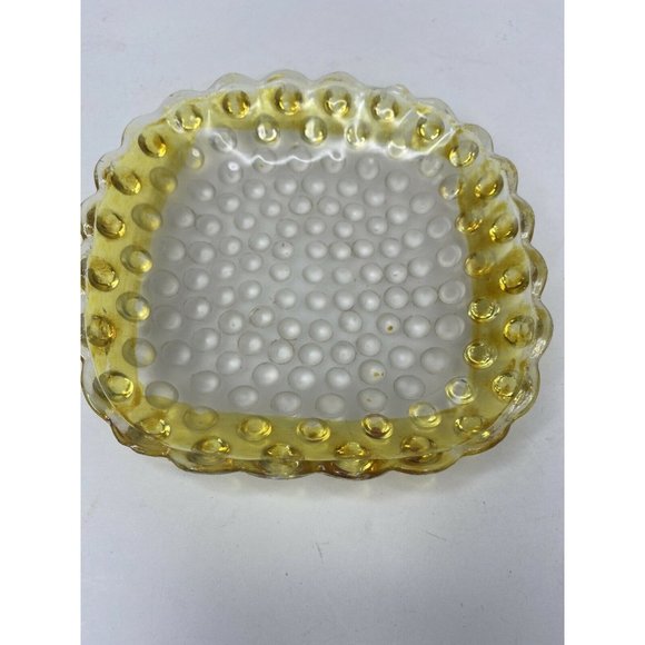 Candy Accents Vintage Yellow Glass Hobnail Candy Dish Mcm Cut Glass